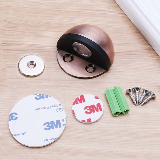 Stainless Steel  magnetic door stopper dual catch no punching  door bumper  wedge wall door stopper