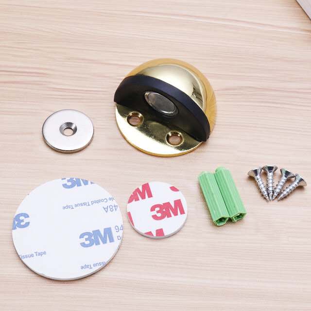 Stainless Steel  magnetic door stopper dual catch no punching  door bumper  wedge wall door stopper