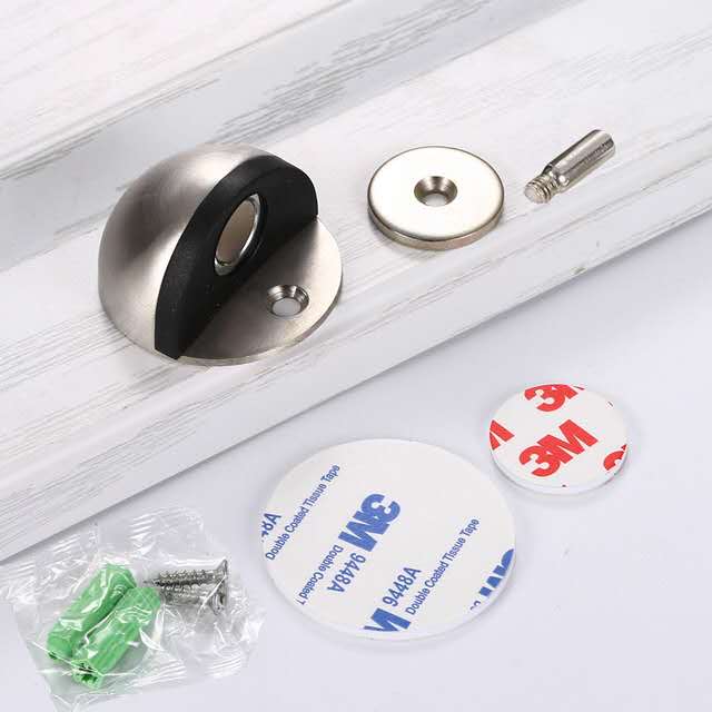 Stainless Steel  magnetic door stopper dual catch no punching  door bumper  wedge wall door stopper
