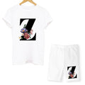 Women Two Piec Set Letter T Shirts And Shorts Set Summer Short Sleeve O-neck Casual Joggers Biker Shorts Sexy Outfit For Woman