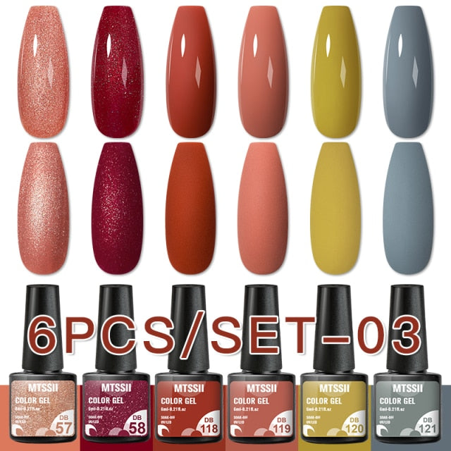 Mtssii 10Pcs/set Color Gel Nail Polish Set 100 Colors Semi Permanent UV Led Gel Varnish Soak Off Nail Lacquers Base Top Coat