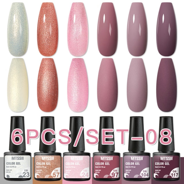 Mtssii 10Pcs/set Color Gel Nail Polish Set 100 Colors Semi Permanent UV Led Gel Varnish Soak Off Nail Lacquers Base Top Coat