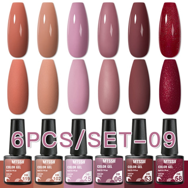 Mtssii 10Pcs/set Color Gel Nail Polish Set 100 Colors Semi Permanent UV Led Gel Varnish Soak Off Nail Lacquers Base Top Coat