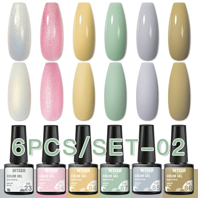 Mtssii 10Pcs/set Color Gel Nail Polish Set 100 Colors Semi Permanent UV Led Gel Varnish Soak Off Nail Lacquers Base Top Coat