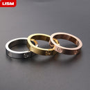 Fashion Rose Gold Stainless Steel Ring With Stone Crystal For Girl Women Men Couple In Wedding With Cross