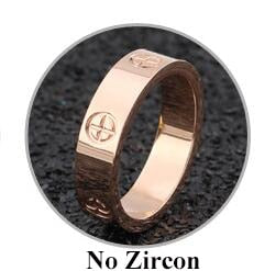 Fashion Rose Gold Stainless Steel Ring With Stone Crystal For Girl Women Men Couple In Wedding With Cross