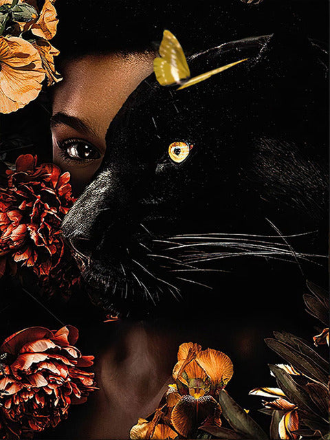 LZAIQIZG Full Square Diamond Embroidery DIY Diamond Painting Cross Stitch Drill Tiger Lion Face& Flowers Picture of Rhinestones