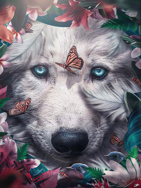 LZAIQIZG Full Square Diamond Embroidery DIY Diamond Painting Cross Stitch Drill Tiger Lion Face& Flowers Picture of Rhinestones