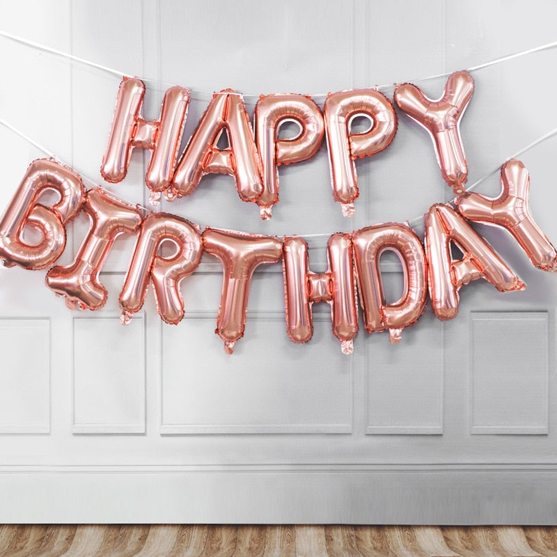 Happy Birthday Balloons Party Supplies Decoration Letter Helium Foil Balloons Globos Balony Banner Baby Shower Latex Balloons
