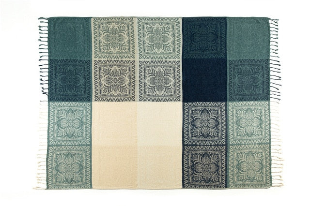 Mediterranean American chenille sofa cushion Colorful Bohemian Chenille Plaids Sofa Large Cobertor Blanket With Tassel