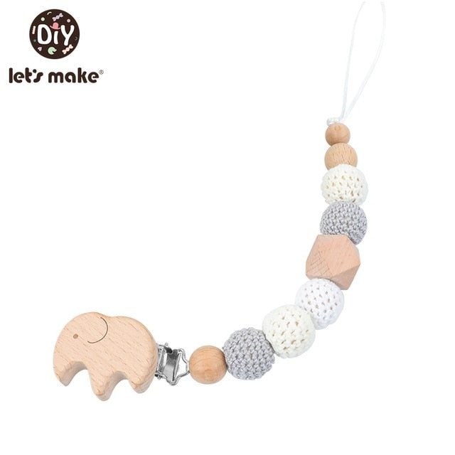 Let's Make 1pc Baby Pacifier Dummy Luxury Nipple Chain Soother Feeder Pacifier Silicone Crochet Beads Panda Rabbit Food Grade