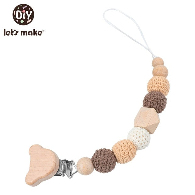 Let's Make 1pc Baby Pacifier Dummy Luxury Nipple Chain Soother Feeder Pacifier Silicone Crochet Beads Panda Rabbit Food Grade