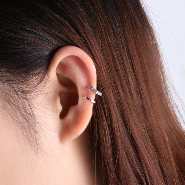 Top Quality 4/6MM AAA Cezch Zircon Chic Filled Tragus Earring For Women Non Piercing Clip Earing Ear Cuff 2021 Also Be Nose Ring