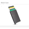 RFID Business Credit Card Holder Men Multifunction Automatic Aluminium Alloy Leather Cards Case Mini Wallet Slim Coin Purse