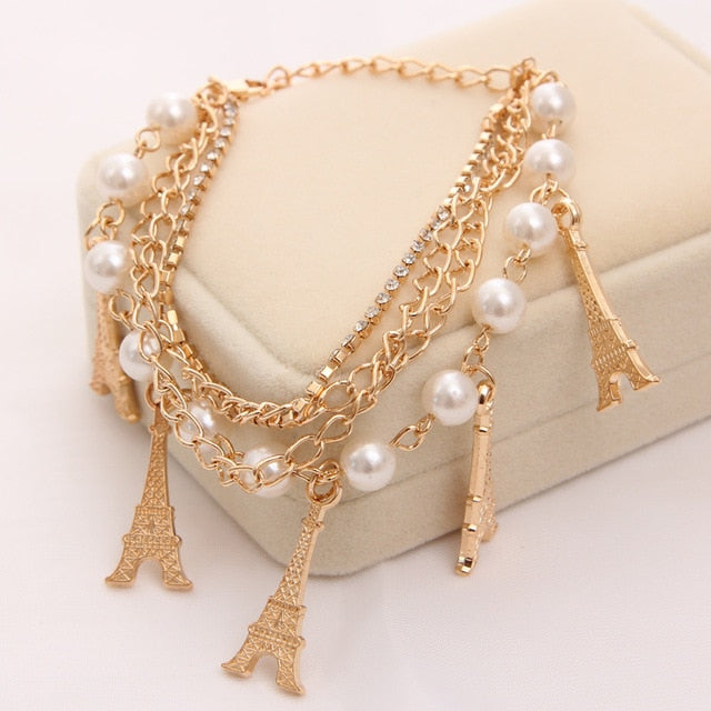 2020 New Woman Bracelets Mulitlayer Gold Color Chain Heart Bracelets & Bangles Charm Bracelets For Women Crystal Bracelets