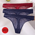 3PCS/Set Sexy Panties Women G-String Thong Lace Underwear Pantys Low-Waist Female Underpants Mesh Perspective Briefs Lingerie