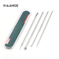 MAANGE 4Pc/Set Stainless Steel Blackhead Removal Kit Acne Blemish Pimple Extractor Remover Needles Cosmetic Face Cleaning Tool