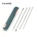 MAANGE 4Pc/Set Stainless Steel Blackhead Removal Kit Acne Blemish Pimple Extractor Remover Needles Cosmetic Face Cleaning Tool