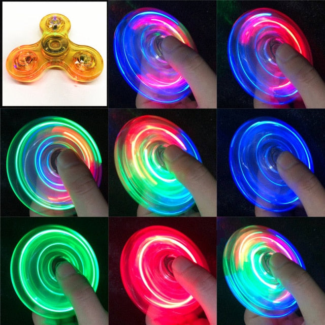 Luminous LED light Fidget Spinner Hand Top Spinners Glow in Dark Light EDC Figet Spiner Finger Stress Relief Toys