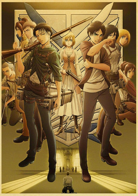Japanese Classic Anime Attack on Titan Season 4 Poster Kraft Paper Prints and Posters Home Room Decor Art Wall Stickers