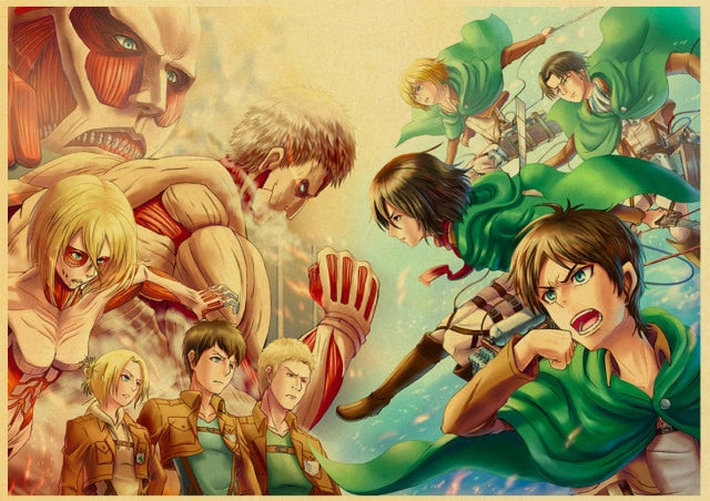 Japanese Classic Anime Attack on Titan Season 4 Poster Kraft Paper Prints and Posters Home Room Decor Art Wall Stickers
