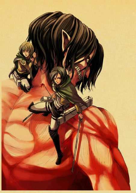 Japanese Classic Anime Attack on Titan Season 4 Poster Kraft Paper Prints and Posters Home Room Decor Art Wall Stickers