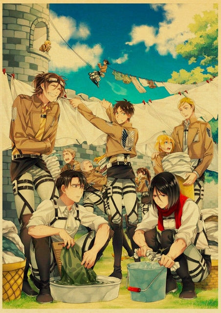 Japanese Classic Anime Attack on Titan Season 4 Poster Kraft Paper Prints and Posters Home Room Decor Art Wall Stickers