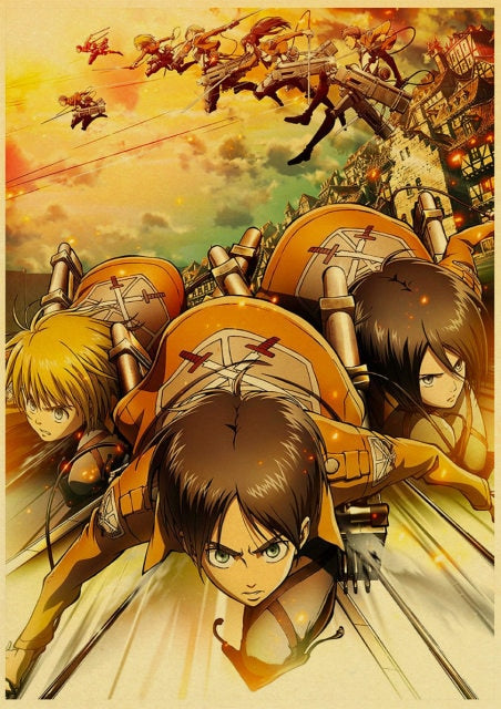 Japanese Classic Anime Attack on Titan Season 4 Poster Kraft Paper Prints and Posters Home Room Decor Art Wall Stickers
