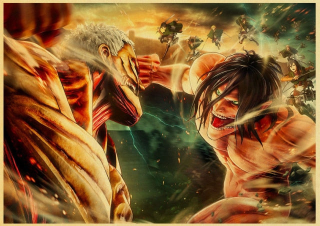 Japanese Classic Anime Attack on Titan Season 4 Poster Kraft Paper Prints and Posters Home Room Decor Art Wall Stickers