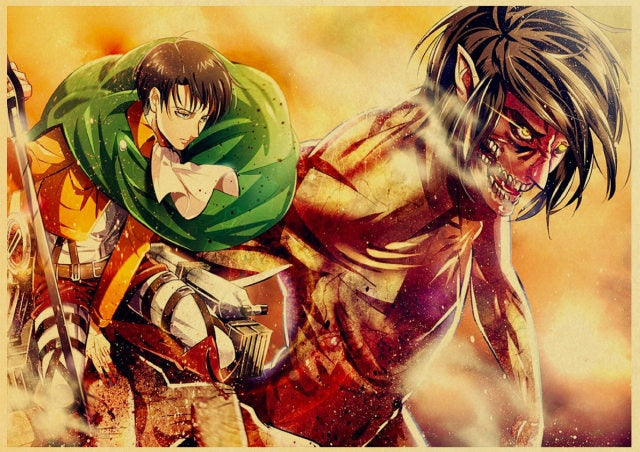 Japanese Classic Anime Attack on Titan Season 4 Poster Kraft Paper Prints and Posters Home Room Decor Art Wall Stickers