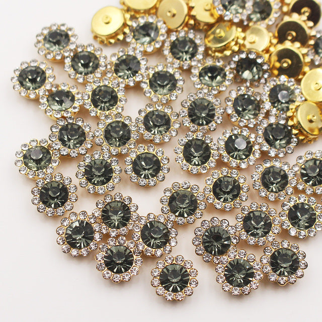Claw Rhinestones Mix Color Sun Flower Flatback Sewing Rhinestones Shiny Crystals Stones Gold Base Sew On Rhinestones For Clothes