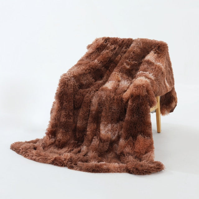 Fluffy Long Plush Throw Blanket Super Soft Double-sided Bedspread Blanket Shaggy Shawl Blanket for Adults Children