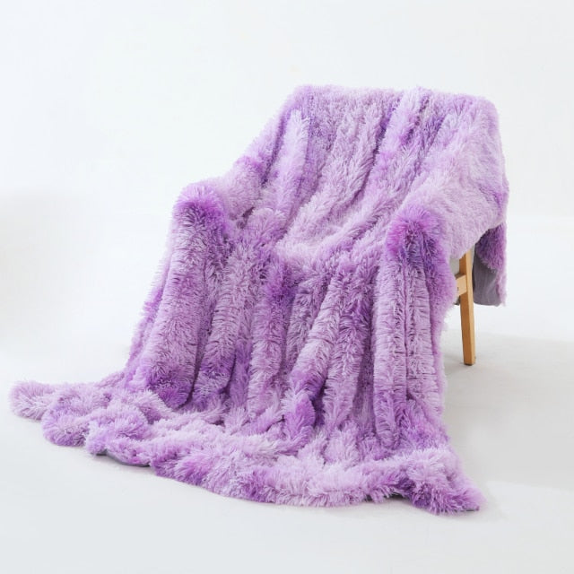 Fluffy Long Plush Throw Blanket Super Soft Double-sided Bedspread Blanket Shaggy Shawl Blanket for Adults Children