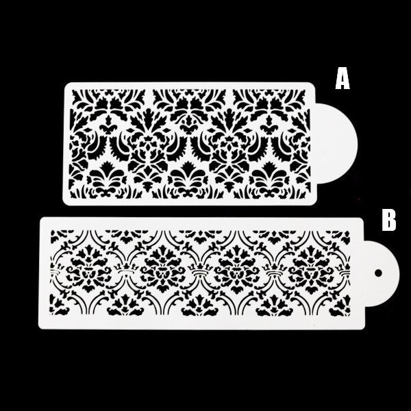2 Style Cake Side Cupcake Stencil Cake Damask Lace Border Sugarcraft Decoration Cake Mould Plastic Baking Cake Decorating Tool