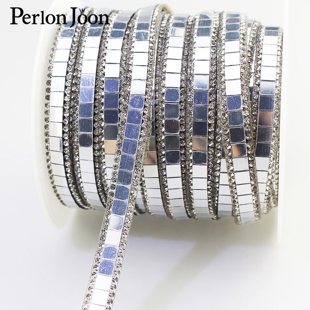 1 yard silver gold glass rhinestone hot fix tape ribbon crystal rhinestone decoration iron on shoes clothing accessories TR047