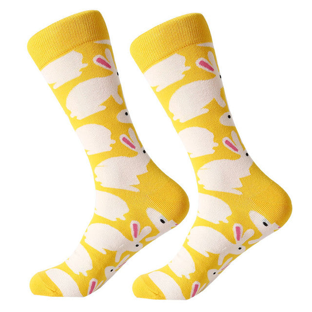 LETSBUY women socks combed cotton harajuku funny creative cartoon animal crew socks lady girls fruit dog bird chili men socks