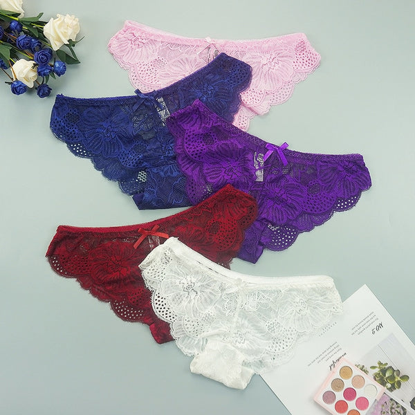 Lace Women Sexy Panties Underwear Transparent Thongs Low Waist Hollow Briefs  Tanga Sexi Female Panty Erotic Lingerie