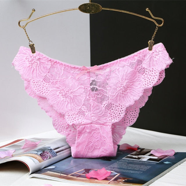 Lace Women Sexy Panties Underwear Transparent Thongs Low Waist Hollow Briefs  Tanga Sexi Female Panty Erotic Lingerie