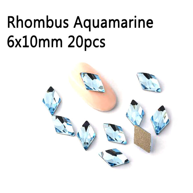 New sale Strass Korean Fashion 3D Nail Art Rhinestone Rhombus 6X10mm Flatback Pixie Crystal Stones For DIY Nail art Decoration