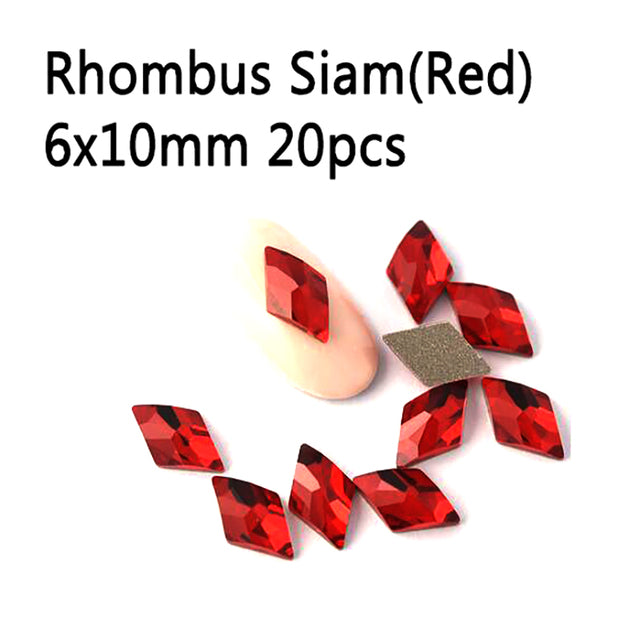 New sale Strass Korean Fashion 3D Nail Art Rhinestone Rhombus 6X10mm Flatback Pixie Crystal Stones For DIY Nail art Decoration