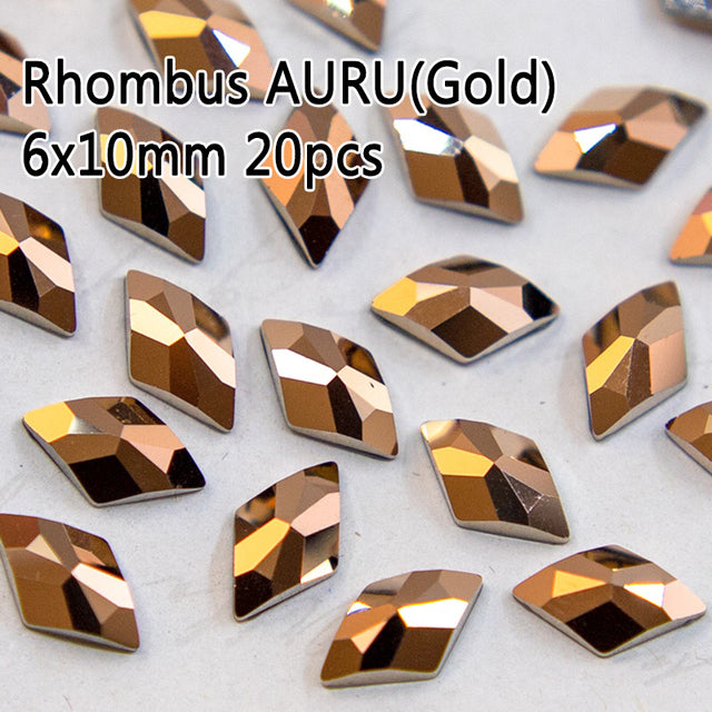 New sale Strass Korean Fashion 3D Nail Art Rhinestone Rhombus 6X10mm Flatback Pixie Crystal Stones For DIY Nail art Decoration