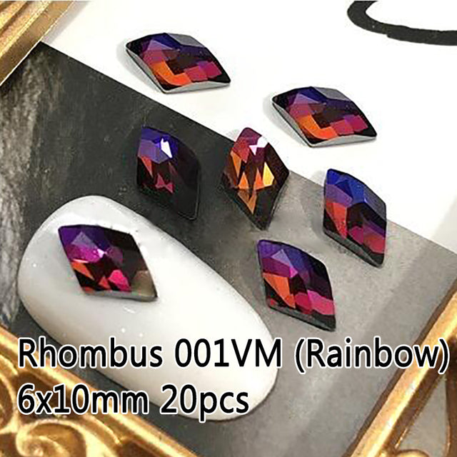 New sale Strass Korean Fashion 3D Nail Art Rhinestone Rhombus 6X10mm Flatback Pixie Crystal Stones For DIY Nail art Decoration
