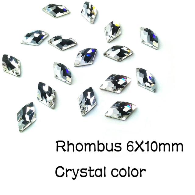 New sale Strass Korean Fashion 3D Nail Art Rhinestone Rhombus 6X10mm Flatback Pixie Crystal Stones For DIY Nail art Decoration