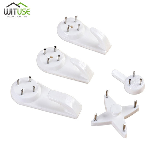 20PCS White Painting Photo Plastic Invisibl Nail Plastic Hanging Hanger Home Decor Wall Hooks Mount Picture Frame Seamless Nail