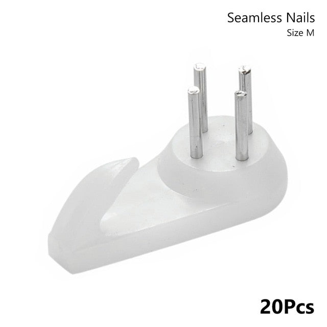 20PCS White Painting Photo Plastic Invisibl Nail Plastic Hanging Hanger Home Decor Wall Hooks Mount Picture Frame Seamless Nail
