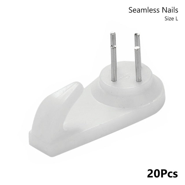 20PCS White Painting Photo Plastic Invisibl Nail Plastic Hanging Hanger Home Decor Wall Hooks Mount Picture Frame Seamless Nail