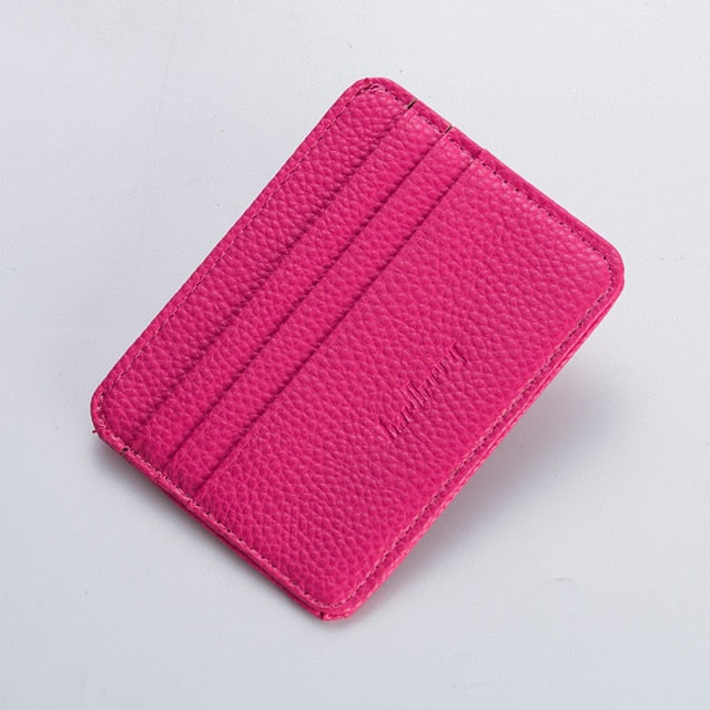 Fashion Slim Minimalist Wallet PU Leather Credit Card Holder Short Purse Leather ID Card Holder Candy Color Bank Multi Slot Card