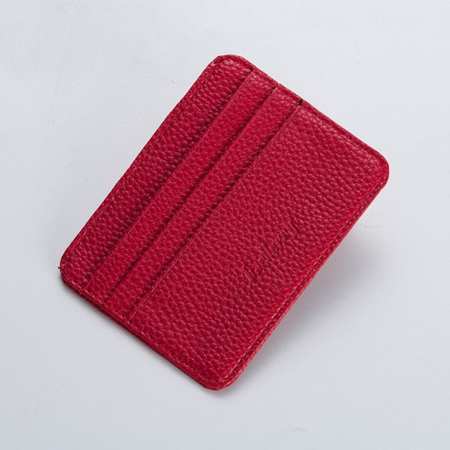 Fashion Slim Minimalist Wallet PU Leather Credit Card Holder Short Purse Leather ID Card Holder Candy Color Bank Multi Slot Card