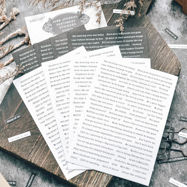 8Sheets Black White Words Phrase Stickers Scrapbooking Material Paper Label Diary Stationery Album Decoration