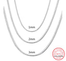 LEKANI 925 Silver 1MM/2MM/3MM Snake Chain Necklace For Men Women Silver Necklaces Fine Jewelry